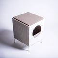 Compacte kruk met stoffen bekleding, kleur wit en beige