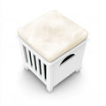 Compacte kruk met stoffen bekleding, kleur wit en beige
