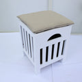 Compacte kruk met stoffen bekleding, kleur wit en beige
