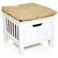 Compacte kruk met stoffen bekleding, kleur wit en beige