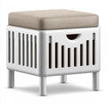 Compacte kruk met stoffen bekleding, kleur wit en beige