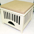 Compacte kruk met stoffen bekleding, kleur wit en beige